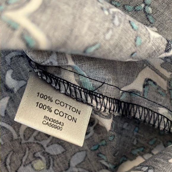 Van Heusen 100% Cotton 3/4 Sleeve Top with Adjustment Sleeve Multicolored Print - Picture 13 of 14